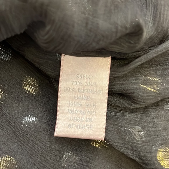 Rebecca Taylor Silk Top With Metallic Silver & Gold Polka Dots size 8 - Picture 7 of 7